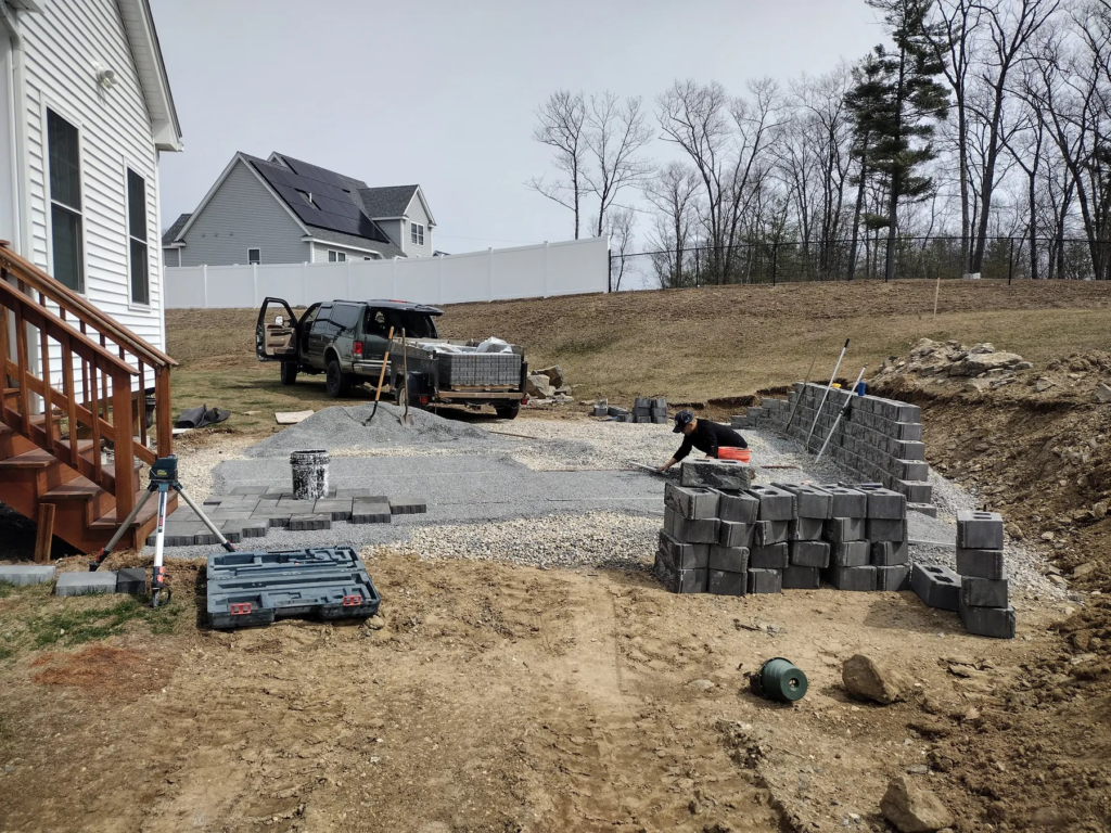 Backyard Patio, Retaining Wall, and Steps
