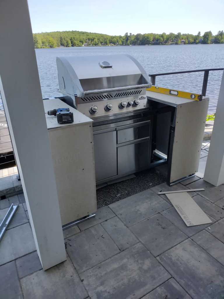 Lakefront Paver Patio, Wall, and Grill Island